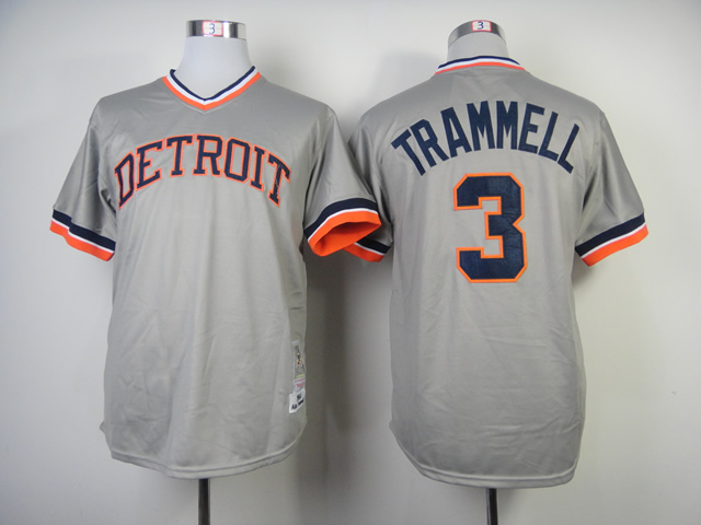 Men Detroit Tigers #3 Kinsler Grey Throwback MLB Jerseys->detroit tigers->MLB Jersey